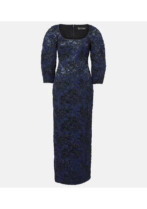Oscar de la Renta Floral metallic-effect jacquard gown