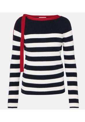 Max Mara Bow-detail striped virgin wool sweater