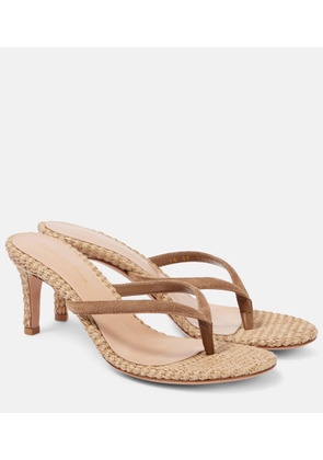Gianvito Rossi 70 raffia and suede mules