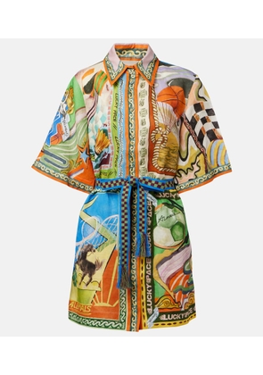 Alemais Lucky Pace printed linen shirt dress