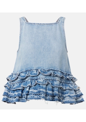Ganni Ruffled denim top