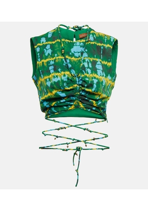 Altuzarra Ayana printed ruched crop top