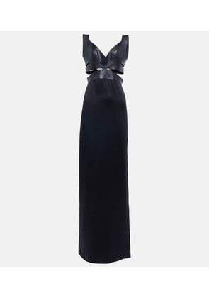 Alaia Leather-trimmed cutout gown