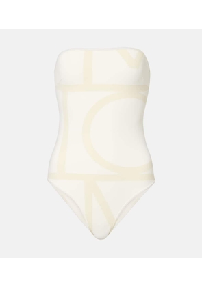 Toteme Monogram strapless jersey swimsuit