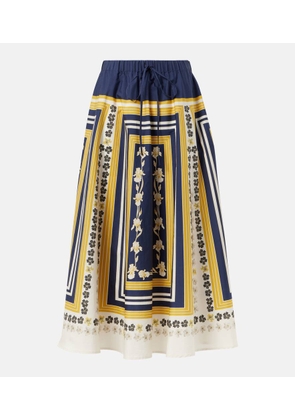 La DoubleJ Printed cotton poplin midi skirt