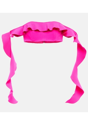 David Koma Strapless wool-blend ruffle top