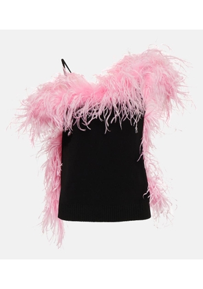The Attico Feather-trimmed knitted top
