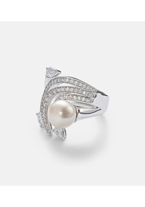 Yeprem Pearlescent 18kt white gold ring with diamonds and pearl