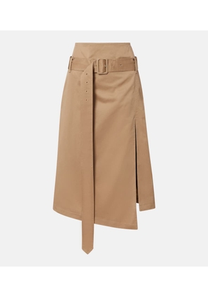 Acne Studios Innara belted cotton twill midi skirt