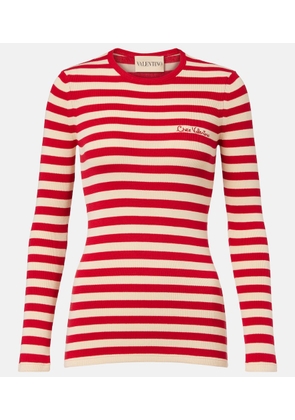 Valentino Striped ribbed-knit cotton sweater