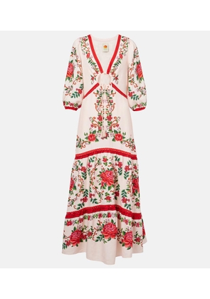 Farm Rio Floral linen-blend maxi dress
