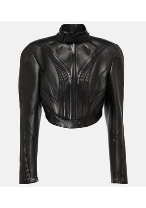 Mugler Cropped leather jacket