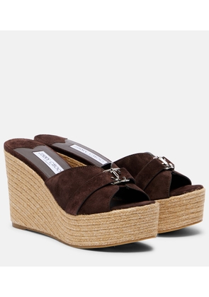 Jimmy Choo Leda 100 suede espadrille wedges