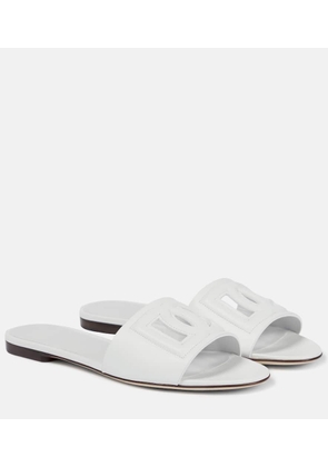 Dolce&Gabbana Logo cutout leather slides