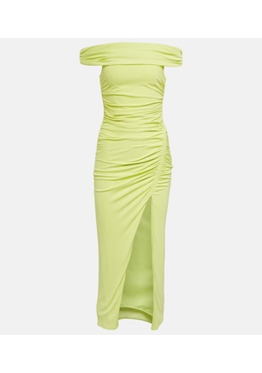 Self-Portrait Off-the-shoulder ruched midi dress