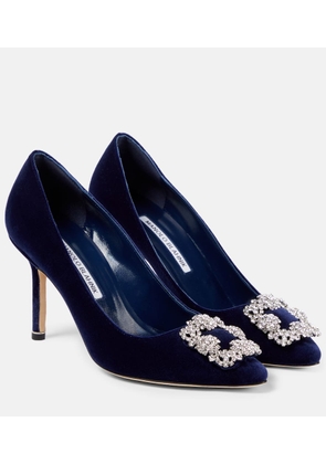 Manolo Blahnik Hangisi 90 embellished velvet pumps