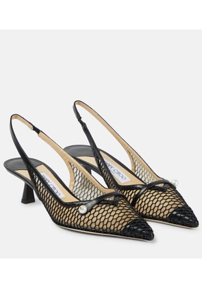 Jimmy Choo Amita 45 leather-trimmed slingback pumps