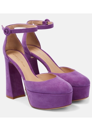 Gianvito Rossi Vernice platform suede pumps
