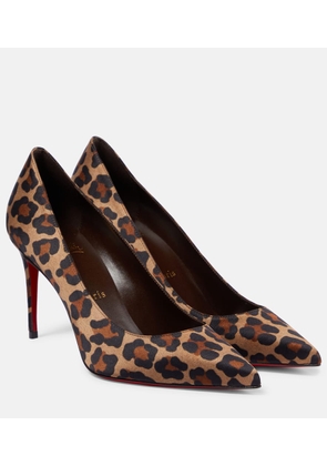 Christian Louboutin Kate 85 leopard-print satin pumps