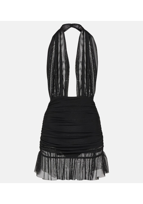 Norma Kamali Ruffled halterneck chiffon minidress