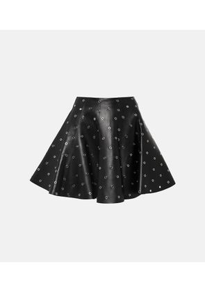 Alaia Eyelet embellished leather miniskirt