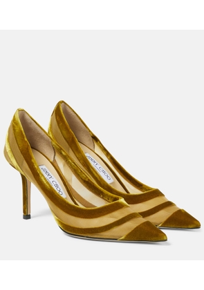 Jimmy Choo Love 85 velvet-trimmed pumps
