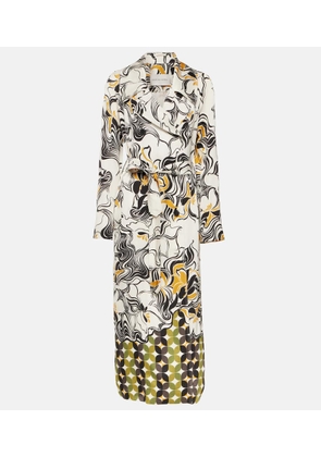Dries Van Noten Printed double-breasted satin coat