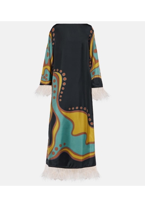 La DoubleJ Opera feather-trimmed twill gown