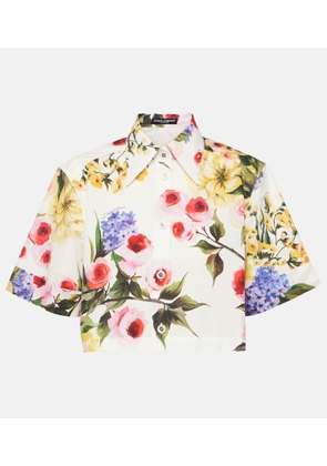 Dolce&Gabbana Floral cropped cotton poplin shirt