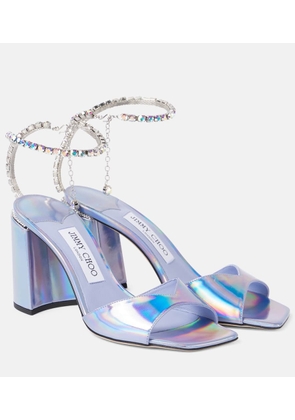 Jimmy Choo Saeda 85 embellished metallic leather sandals