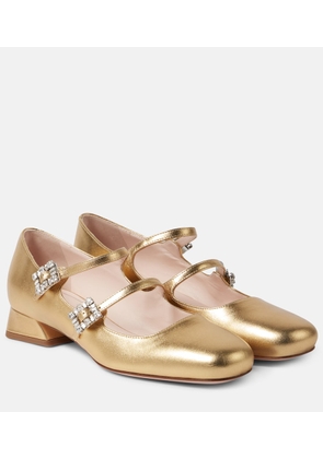 Roger Vivier Tres Vivier metallic leather Mary Jane pumps