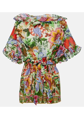 Etro Floral ruffled cotton blouse
