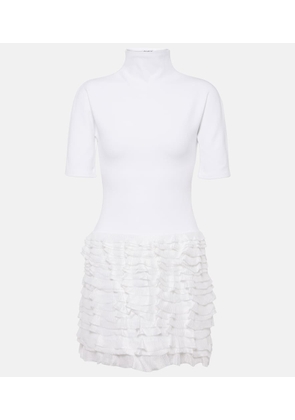Alaia Ruffled high-neck jersey minidress