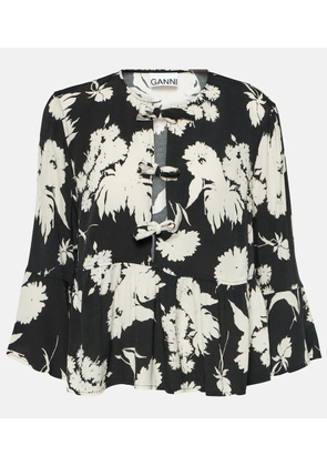 Ganni Floral crepe blouse