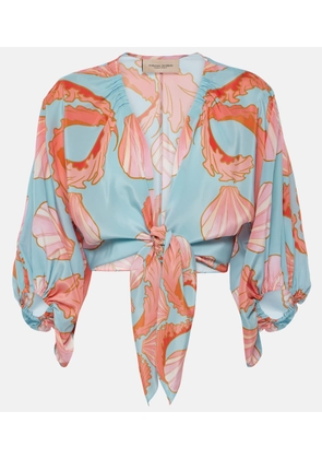 Adriana Degreas Printed tie-detail silk crop top