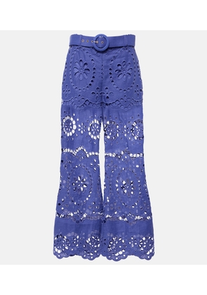 Zimmermann Pop embroidered linen cropped pants