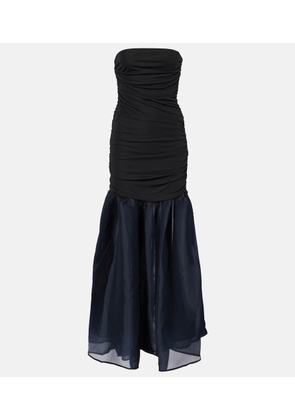 Staud Liya ruched jersey and organza gown