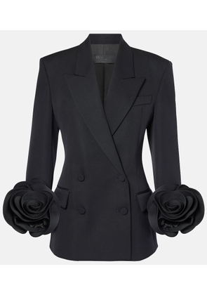Valentino Floral-applique virgin wool grisaille blazer