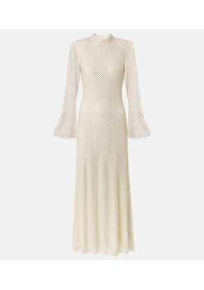 Self-Portrait Embellished fishnet midi dress