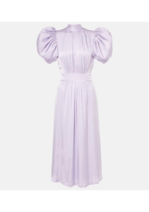 Rotate Puff-sleeve satin midi dress