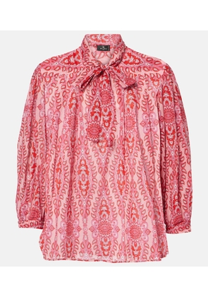 Etro Paisley tie-neck cotton blouse