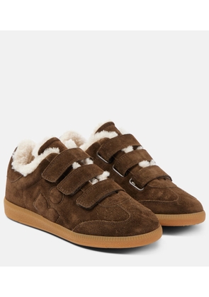 Isabel Marant Beth shearling-trimmed suede sneakers