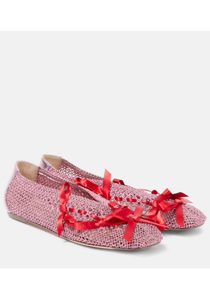 Simone Rocha Bow-detail crochet ballet flats