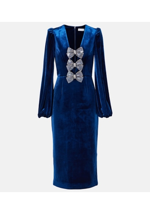Rebecca Vallance Crystal-embellished velvet midi dress
