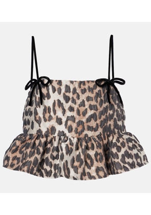 Ganni Peplum jacquard top