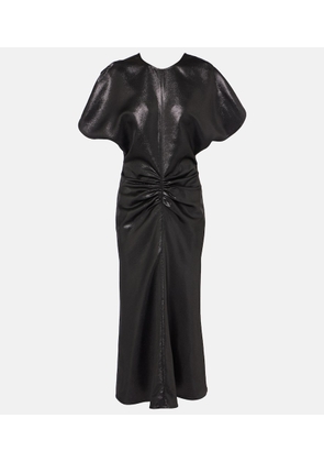 Victoria Beckham Gathered lame midi dress