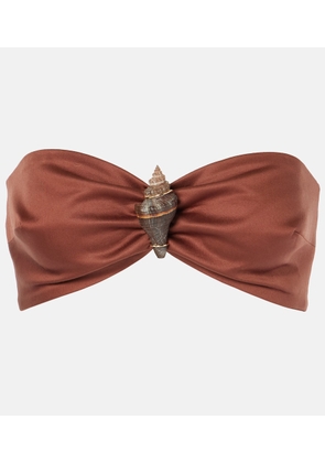 Adriana Degreas Shell-embellished cotton-blend bra top