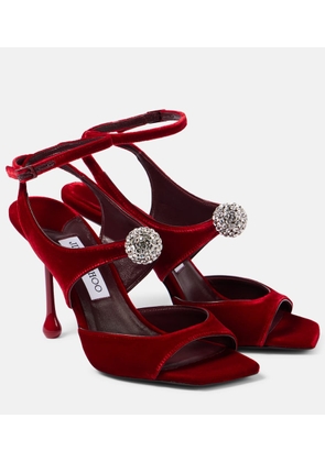 Jimmy Choo Orb 95 embellished velvet sandals