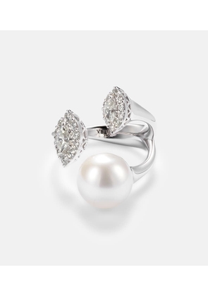 Yeprem Pearlescent 18kt white gold ring with diamonds and pearl