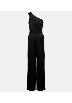 Max Mara Gioire belted one-shoulder satin jumpsuit